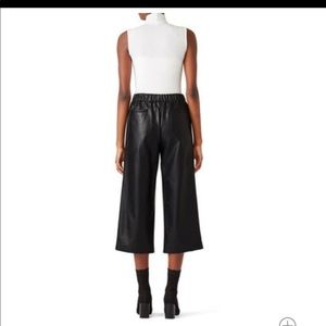 Faux leather wide leg pant